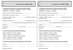 Mots de la même famille - Exercices de vocabulaire : 2eme Primaire - PDF à imprimer