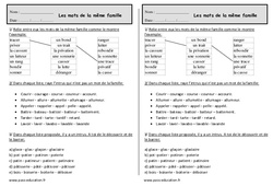 Mots d'une même famille - Exercices  : 2eme Primaire - PDF à imprimer