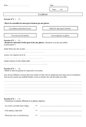 Phrase - Exercices - Grammaire : 2eme Primaire - PDF à imprimer