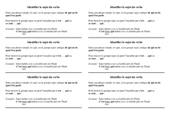 Sujet - verbe - Cours, Leçon - Grammaire : 2eme Primaire - PDF gratuit à imprimer