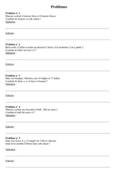 Problèmes calculs - Exercices : 2eme Primaire - PDF à imprimer