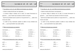 ail, - eil, - euil, - ouil - Exercices sur les noms : 2eme Primaire - PDF à imprimer