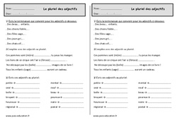 Pluriel des adjectifs - Exercices - Orthographe : 2eme Primaire - PDF à imprimer