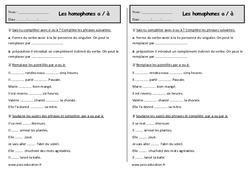 Homophones a - à - Exercices - Orthographe : 2eme Primaire - PDF à imprimer