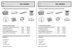 Masses - Exercices de mesures : 2eme Primaire - PDF à imprimer