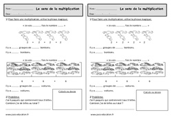 Multiplication - Exercices sur le sens de la multiplication : 2eme Primaire - PDF à imprimer