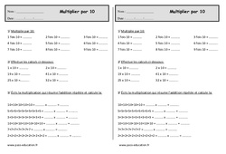 Multiplier par 10 - Exercices  : 2eme Primaire - PDF à imprimer