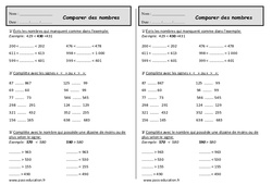 Nombres  jusqu'à 999 - Exercices - Comparer : 2eme Primaire - PDF à imprimer