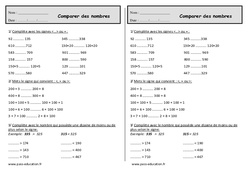 Comparer des nombres jusqu'à 999 - Exercices  : 2eme Primaire - PDF à imprimer