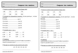 Comparer des nombres jusqu'à 99 - Exercices : 2eme Primaire - PDF à imprimer
