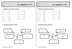 Les compléments à 10 - Exercices de numération : 2eme Primaire - PDF à imprimer