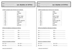 Dizaines en lettres - Exercices  : 2eme Primaire - PDF à imprimer