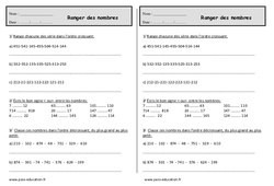 Ranger des nombres - Exercices de numération : 2eme Primaire - PDF à imprimer