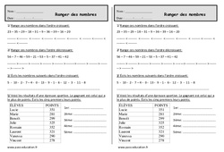 Ranger des nombres - Exercices  : 2eme Primaire - PDF à imprimer