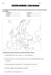 Union européenne - Examen Evaluation : 4eme, 5eme Primaire - PDF à imprimer