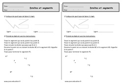 Droites et segments - Exercices de géométrie : 2eme Primaire - PDF à imprimer