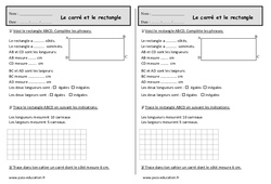 Carré - Rectangle - Exercices de géométrie : 2eme Primaire - PDF à imprimer