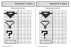 Reproduire un dessin sur quadrillage - Exercices : 2eme Primaire - PDF à imprimer