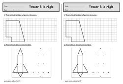 Tracer à la règle - Exercices de géométrie : 2eme Primaire - PDF à imprimer