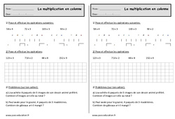 La multiplication en colonne - Exercices  : 2eme Primaire - PDF à imprimer
