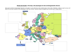 Les paysages européens - Exercices géographie  : 4eme, 5eme Primaire - PDF à imprimer