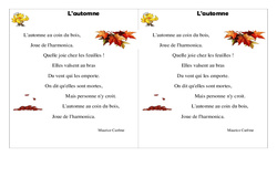 L'automne - Poésie sur les saisons : 3eme Primaire - PDF à imprimer