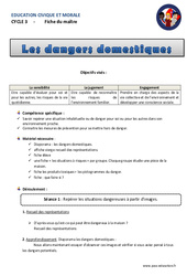 Dangers domestiques - Fiche de préparation : 4eme, 5eme Primaire - PDF à imprimer