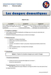 Séquence - Fiche de préparation Dangers domestiques - Séquence - Fiche de préparation : 4eme, 5eme Primaire - PDF à imprimer