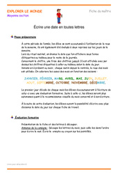 Écrire une date en toutes lettres - Séquence - Fiche de préparation : 2eme Maternelle - Cycle Fondamental - PDF à imprimer