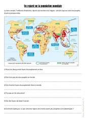 La population mondiale - Exercices géographie : 4eme, 5eme Primaire