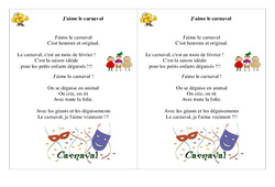 Poésie carnaval - J'aime le carnaval -   Français : 2eme Primaire - PDF à imprimer