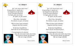 Poésie - Le cirque -   Français : 2eme Primaire - PDF à imprimer