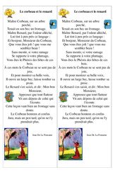 Le corbeau et le renard - Jean De La Fontaine - Fable : 3eme, 4eme, 5eme Primaire - PDF à imprimer