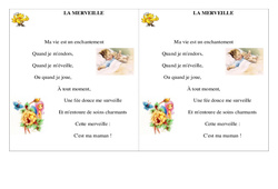 La merveille - Fête des mères - Poème et poésie : 2eme Primaire - PDF à imprimer
