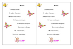 Maman - Fête des mères - Poème et poésie - 2 : 2eme Primaire - PDF à imprimer