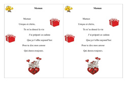 Maman - Fête des mères - Poème et poésie : 2eme Primaire - PDF à imprimer