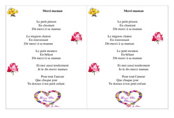 Merci maman - Fête des mères - Poème et poésie : 2eme Primaire - PDF à imprimer