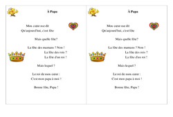 À Papa - Poésie, poème - Fête des pères : 2eme Primaire - PDF à imprimer