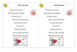 Poésie, poème - Fête des pères - Bonne fête papa - 2 : 2eme Primaire - PDF à imprimer