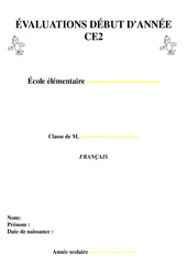 Evaluation - Diagnostique début d'année - Français : 3eme Primaire