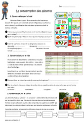 Conservation des aliments - Exercices : 4eme, 5eme Primaire - PDF à imprimer
