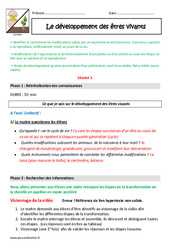 Séquence - Fiche de préparation Développement des êtres vivants - Séquence - Fiche de préparation : 4eme, 5eme Primaire - PDF à imprimer