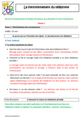 Séquence - Fiche de préparation Fonctionnement du téléphone - Séquence - Fiche de préparation : 4eme, 5eme Primaire - PDF à imprimer