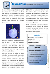 Exercice La planète Terre - Le petit prince - Exercices - Lecture - Récit : 3eme Primaire - PDF à imprimer