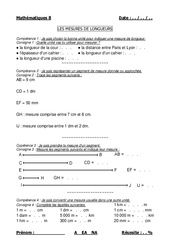Mesures de longueurs - Examen Evaluation : 4eme, 5eme Primaire - PDF à imprimer