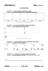 Fractions - Examen Evaluation : 4eme, 5eme Primaire - PDF à imprimer
