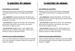 Nourriture des animaux - Cours, Leçon : 2eme Primaire - PDF gratuit à imprimer