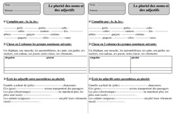 Pluriel- Fiches Noms - Adjectifs - Exercices - Orthographe : 2eme Primaire - PDF à imprimer