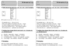 M devant m, b, p - Exercices - Orthographe : 2eme Primaire - PDF à imprimer