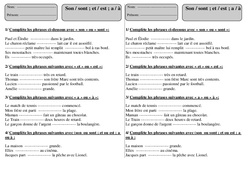 Sont / son, et / est, a / à - Exercices 2 - Orthographe : 2eme Primaire - PDF à imprimer